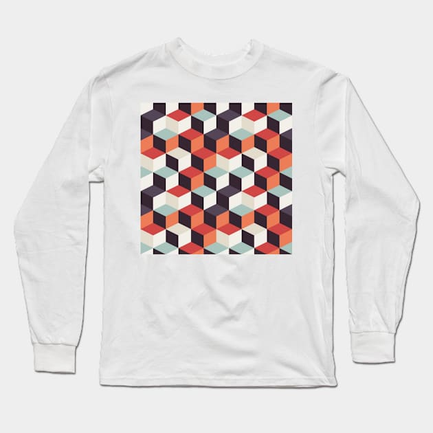 geometric 3D cubes pattern Long Sleeve T-Shirt by ghjura